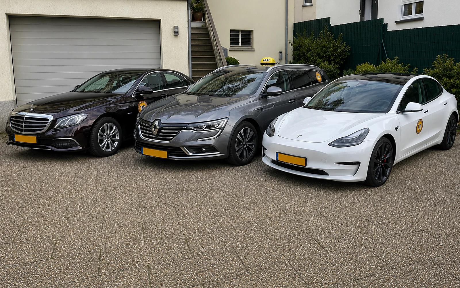 Flotte Taxi Marques réunissant Mercedes, Renault Talisman et Tesla